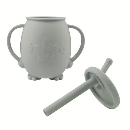 Silicone Baby Learning Drinking Cup with Straw and Lid