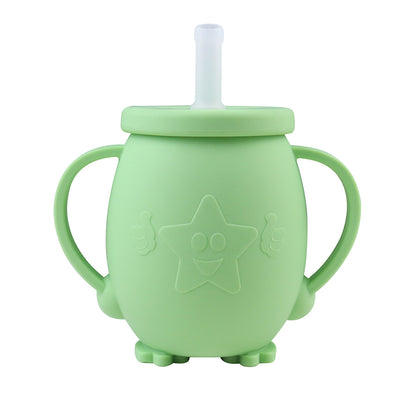 Silicone Baby Learning Drinking Cup with Straw and Lid
